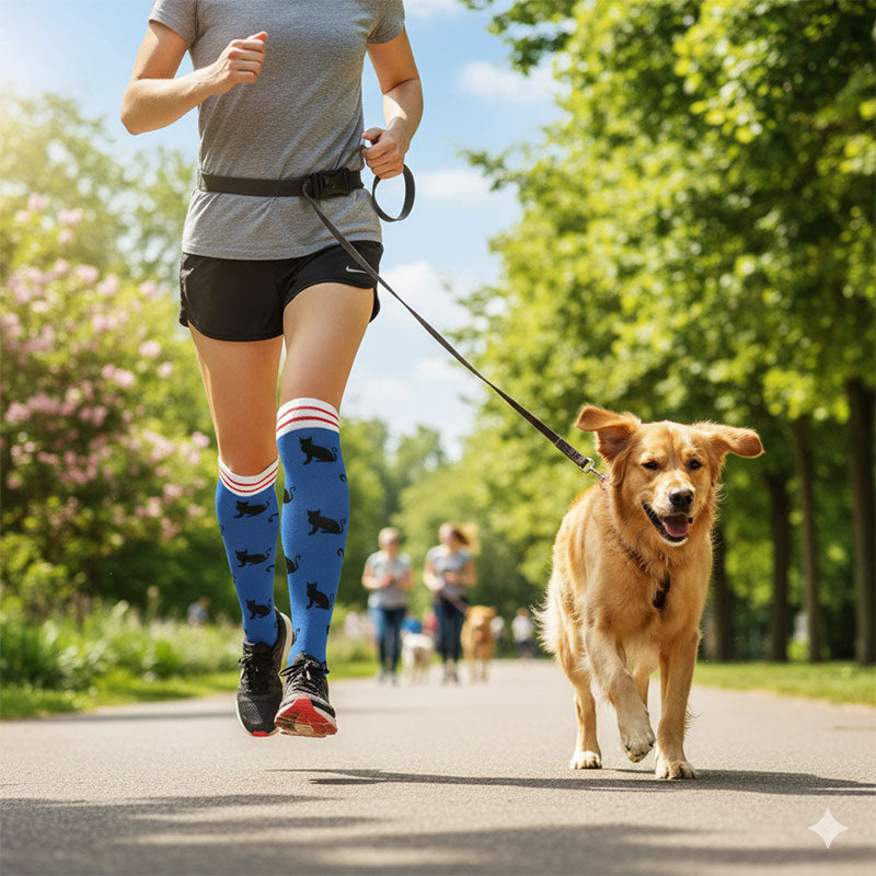 Knee-High Compression Socks for Women & Men, Cat Pattern Sports Stockings for Nursing, Healthcare, Running & Athletics