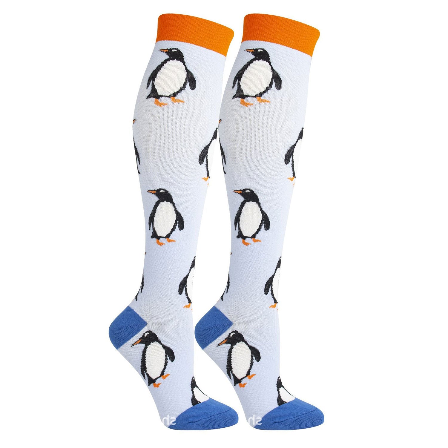 Knee-High Compression Socks for Women, Penguin Pattern Sports Stockings for Recovery & Everyday Wear