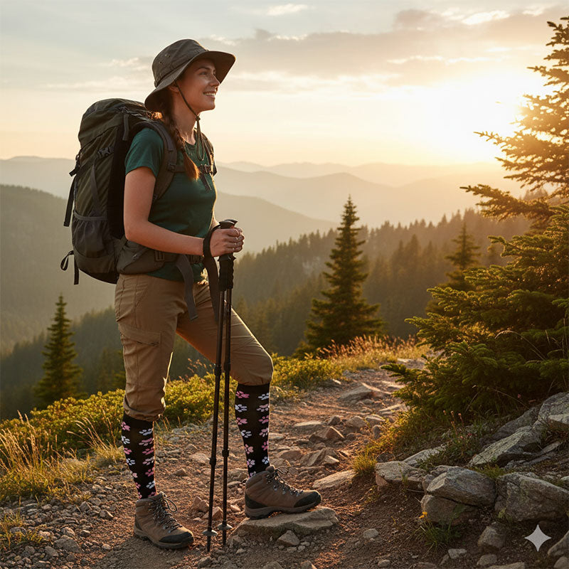 Knee-High Compression Socks for Men & Women, Dog Paw Pattern Sports Stockings for Running, Hiking & Outdoor Activities