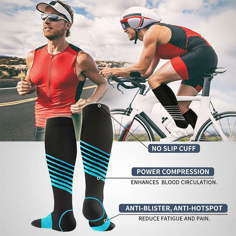 Cycling Compression Socks Knee-High Graduated Support for Sports Athletic Running