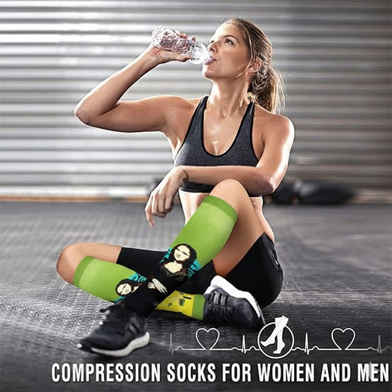 20-30mmHg Compression Socks Vintage Artwork Painting Recovery Stockings