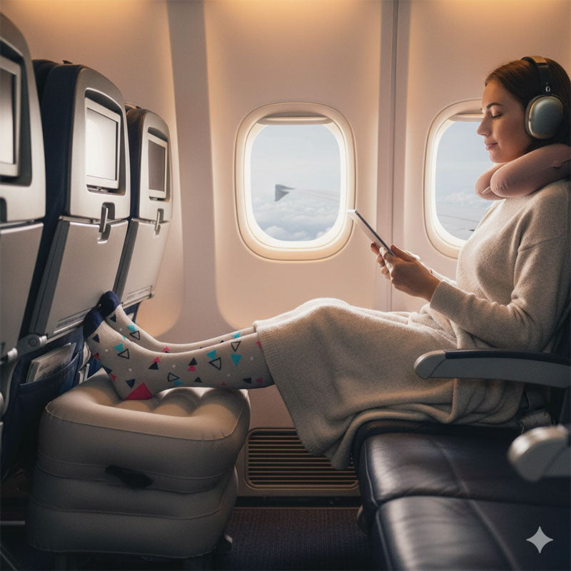 Knee-High Compression Socks for Men & Women, Triangle Pattern Gray Sports Stockings for Travel, Flight & Everyday Wear