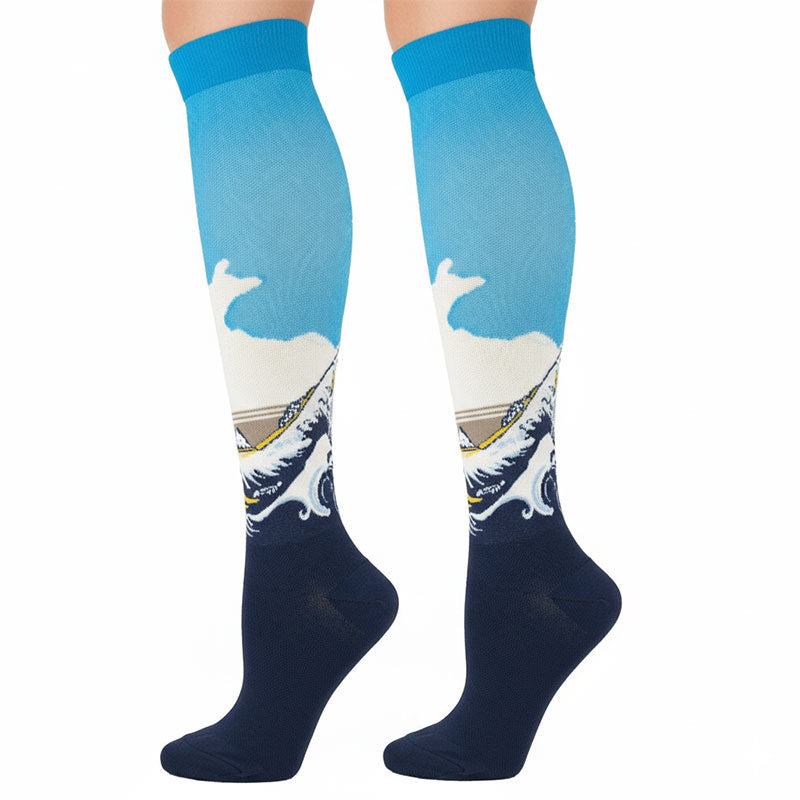 20-30mmHg Compression Socks Vintage Artwork Painting Recovery Stockings