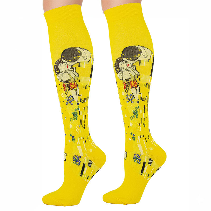 20-30mmHg Compression Socks Vintage Artwork Painting Recovery Stockings