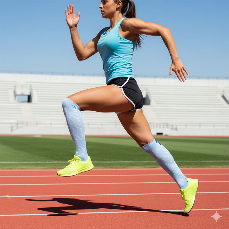 Knee-High Compression Socks Snowflakes Pattern for Athletics, Sports, Nursing, Travel & Daily Wear