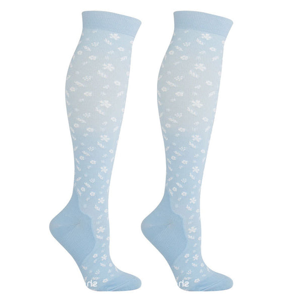 Knee-High Compression Socks Snowflakes Pattern for Athletics, Sports, Nursing, Travel & Daily Wear