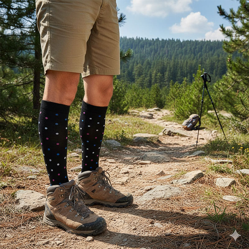 5 Pairs Knee-High Compression Socks for Men & Women, Sports Stockings for Outdoor Hiking, Work & Everyday Wear