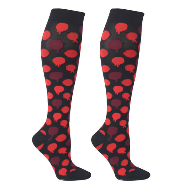 Knee-High Compression Socks for Men & Women, Red Jellyfish Pattern Sports Nylon Stockings for Work, Nurse & Everyday Wear