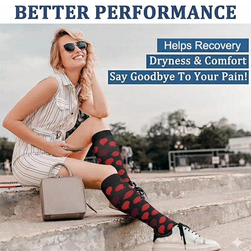 Knee-High Compression Socks for Men & Women, Red Jellyfish Pattern Sports Nylon Stockings for Work, Nurse & Everyday Wear