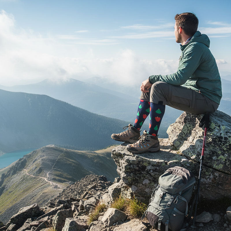 6 Pairs Knee-High Compression Socks Fruits Bee Cactus Pattern Sports Stockings for hiking outdoor activities pregnant