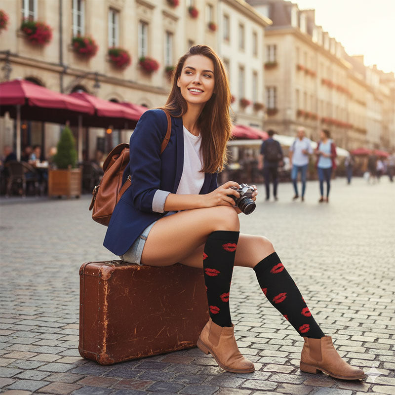 6 Pairs 20–30 mmHg Knee-High Compression Socks for Men & Women, Sports Stockings for Travel, Flights & Athletic Activities