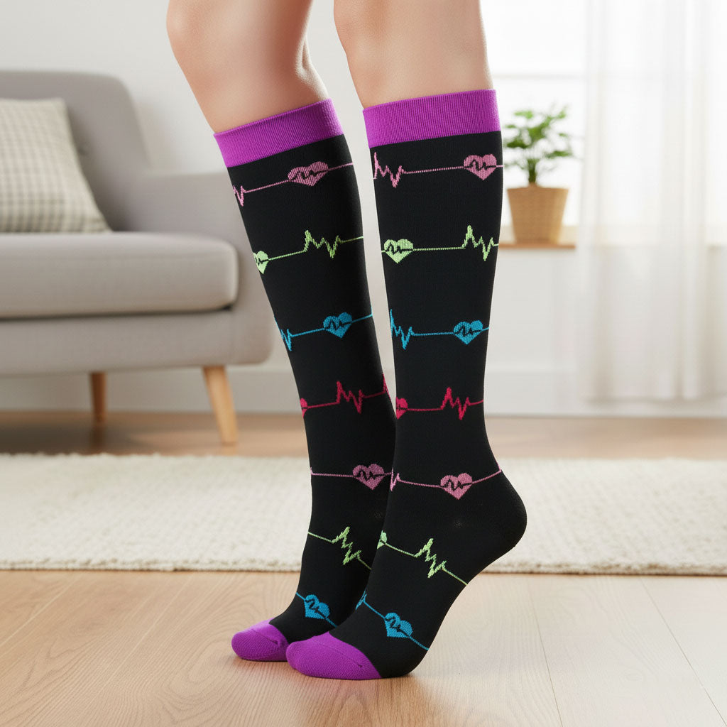 7 Pairs Knee-High Compression Socks for Sports Athletic Running Cyclin ...