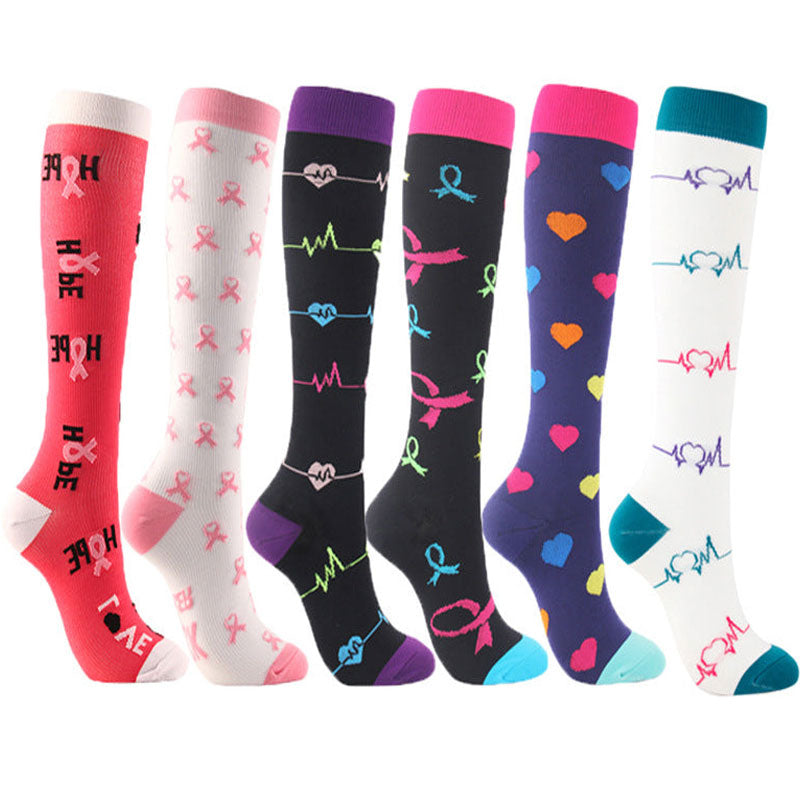 6 Pairs 20–30 mmHg Knee-High Compression Socks for Men & Women, Sports Stockings for Travel, Flights & Outdoor Hiking