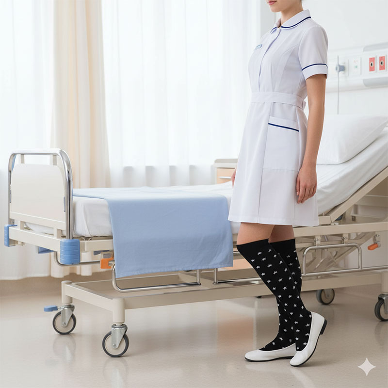 7 Pairs 20–30 mmHg Knee-High Compression Socks for Men & Women, Sports Stockings for Hiking, Outdoor Activities & Nurses