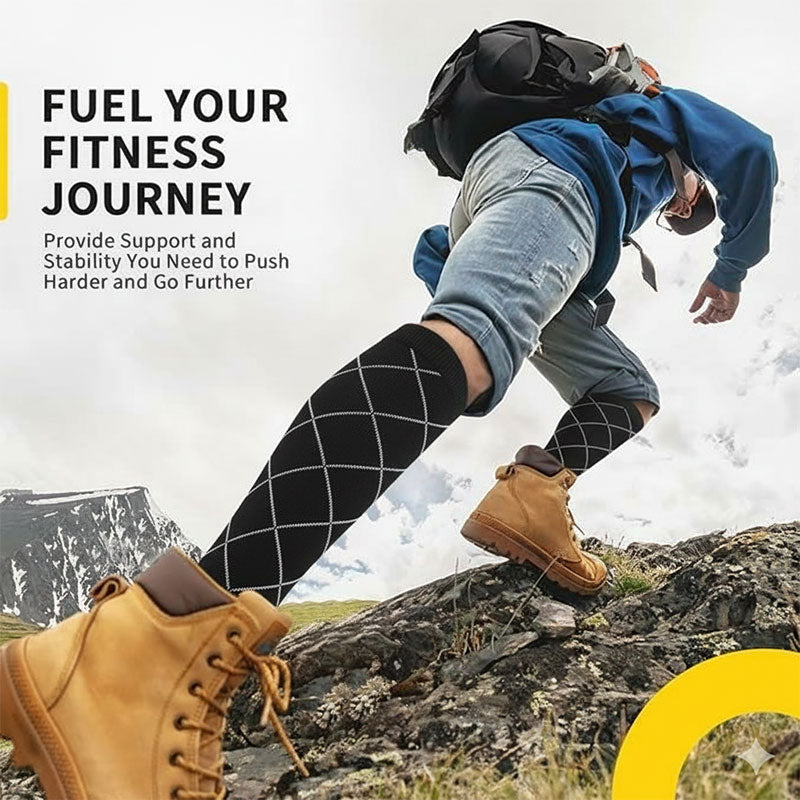 7 Pairs 20–30 mmHg Knee-High Compression Socks for Men & Women, Sports Stockings for Hiking, Outdoor Activities & Nurses