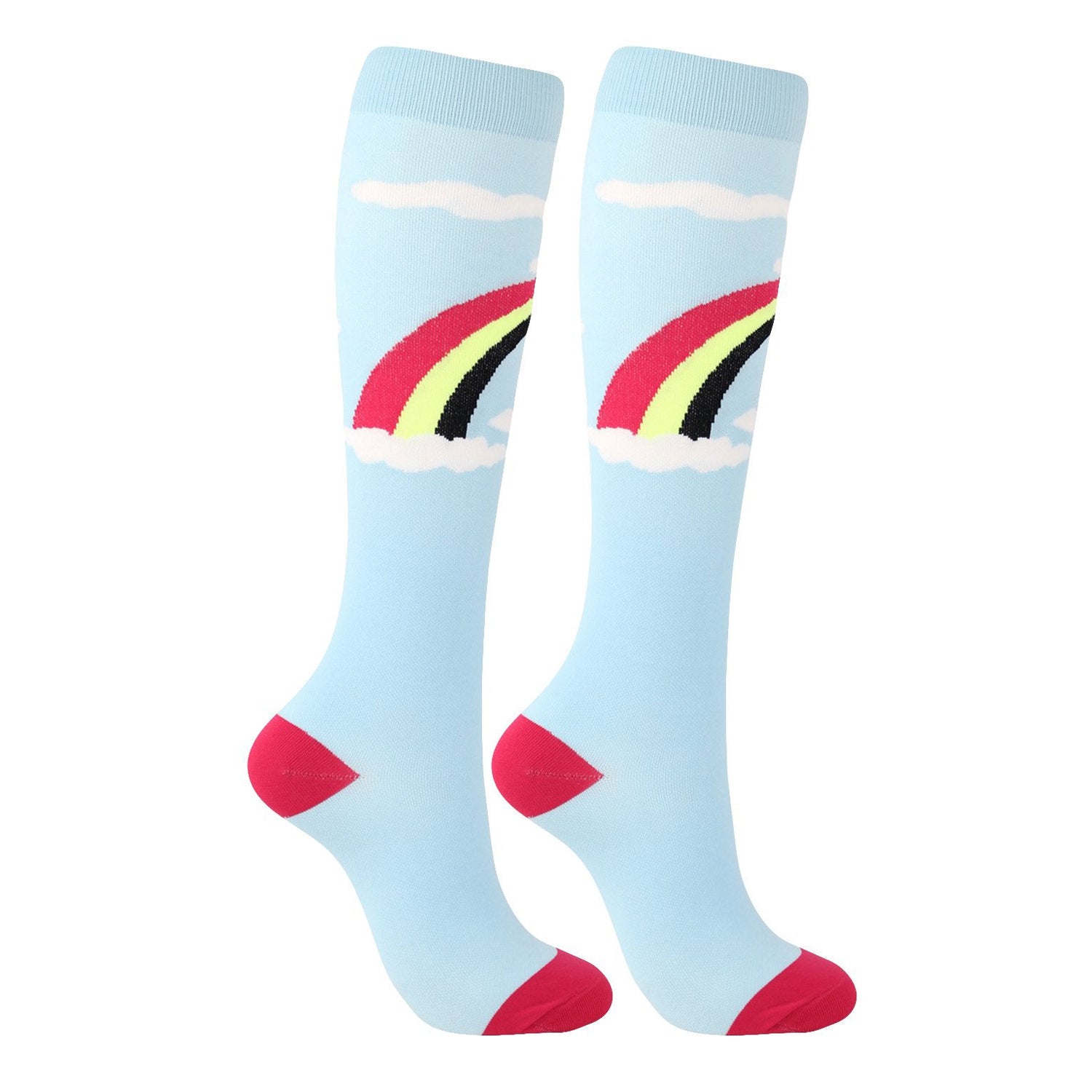 Blue Rainbow Knee-High Compression Socks for Running, Sports & Recovery for Men & Women