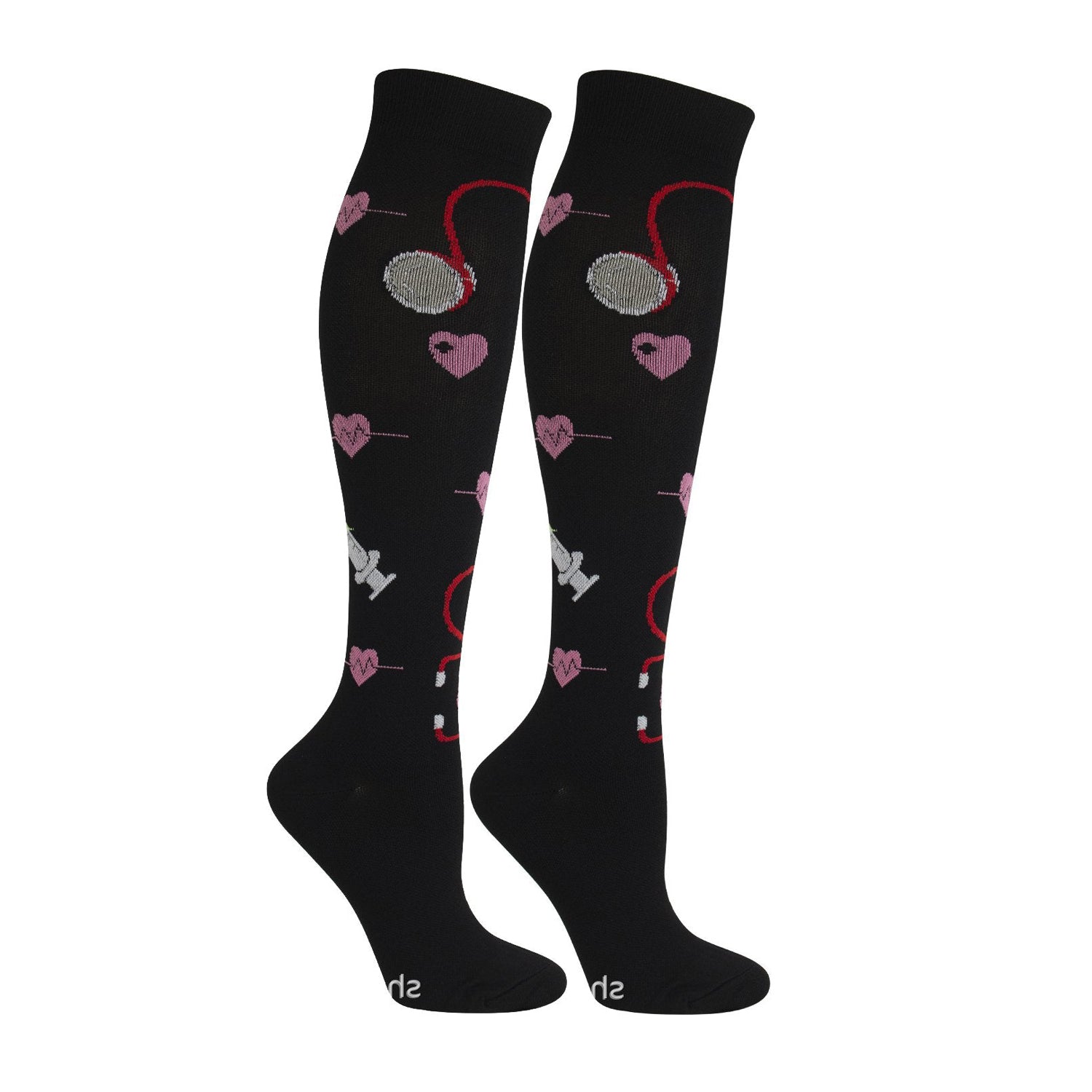 Knee-High Compression Socks for Men & Women, Injector Pattern Sports Stockings for Work, Pregnant & Nurse