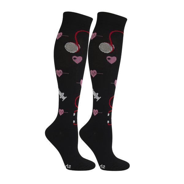 Knee-High Compression Socks for Men & Women, Injector Pattern Sports Stockings for Work, Pregnant & Nurse