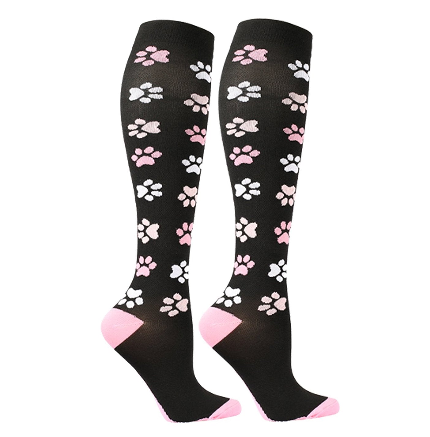 Knee-High Compression Socks for Men & Women, Dog Paw Pattern Sports Stockings for Running, Hiking & Outdoor Activities