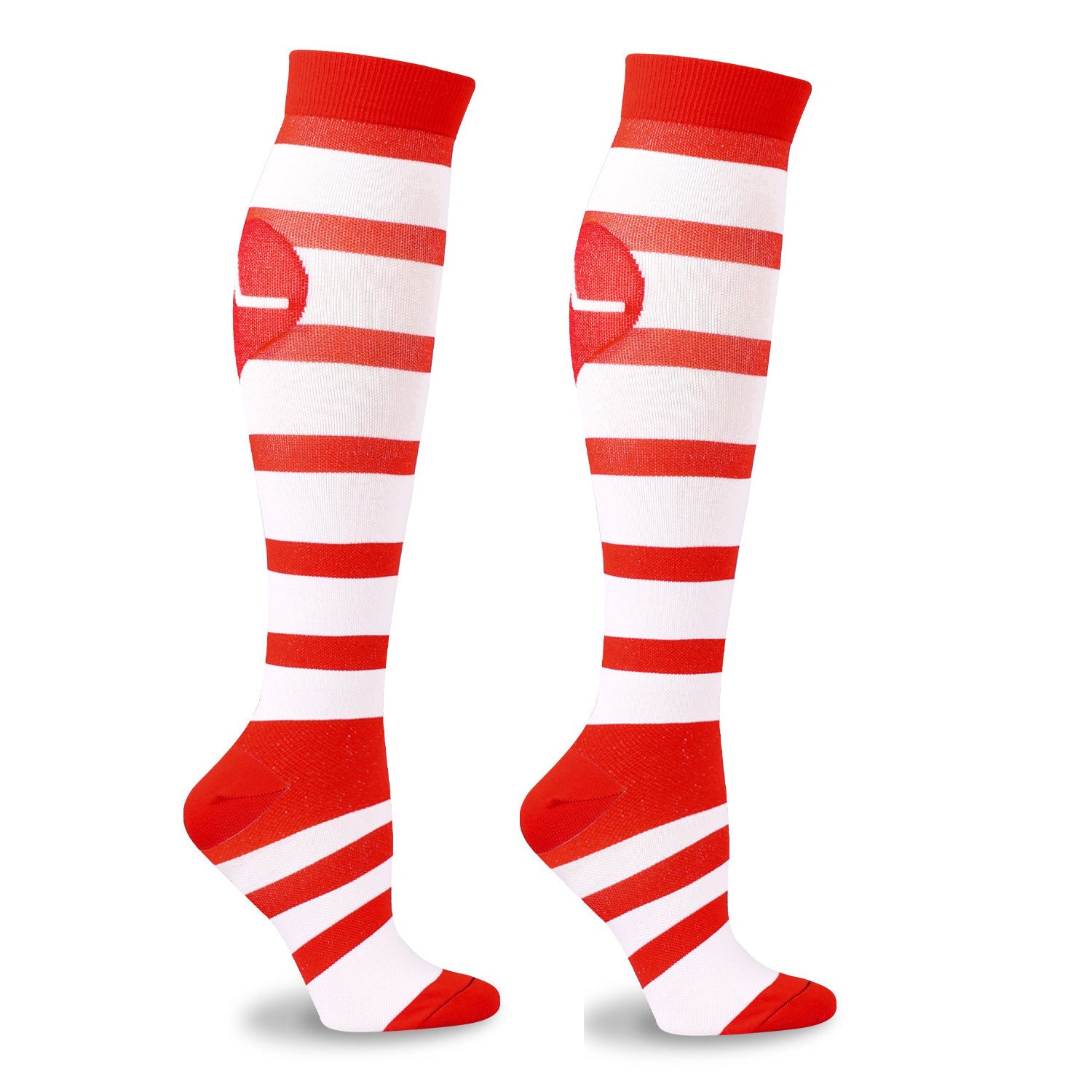 5 Pairs Knee High Compression Socks – Stethoscope & Red Cross Pattern Stockings for Nursing, Healthcare & Everyday Wear