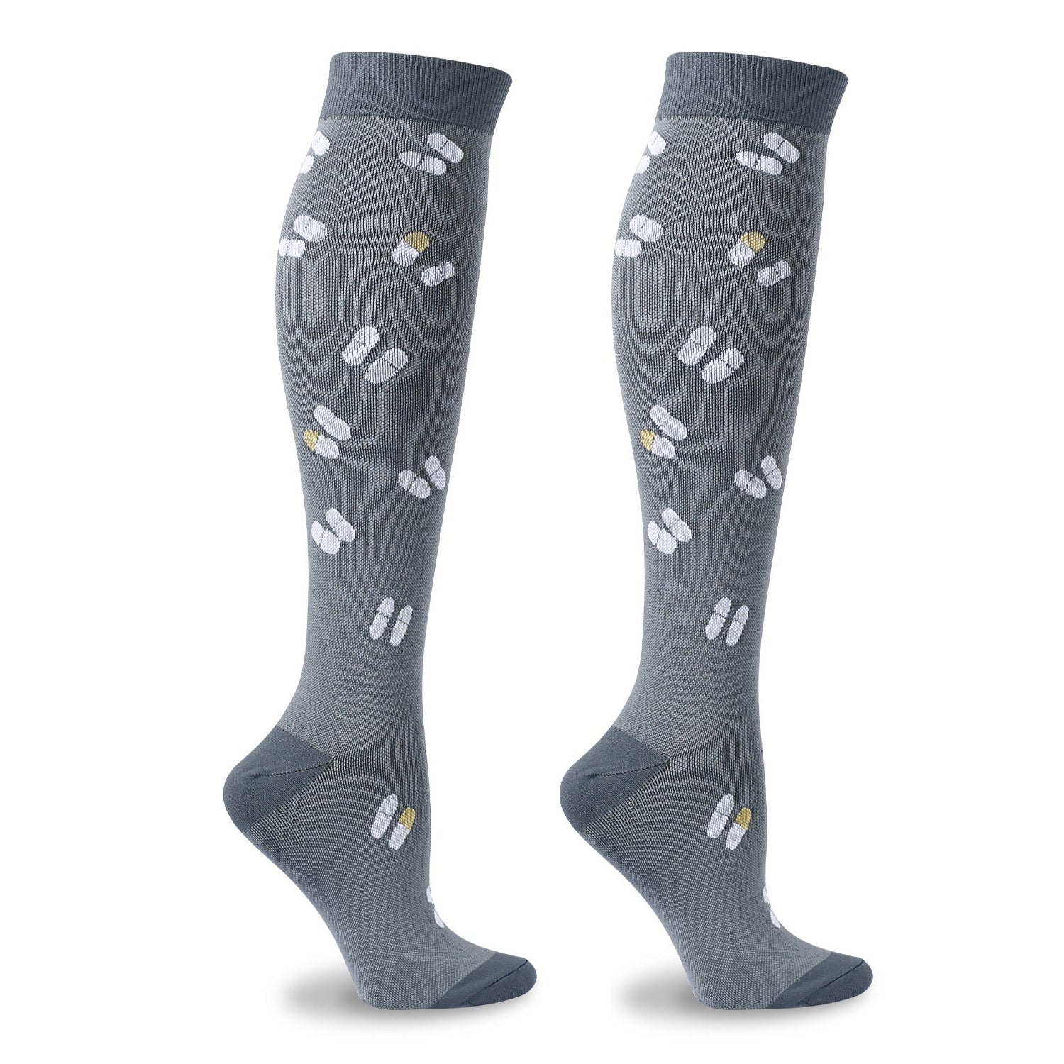 5 Pairs Knee High Compression Socks – Stethoscope & Red Cross Pattern Stockings for Nursing, Healthcare & Everyday Wear