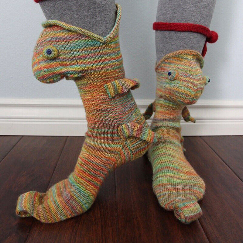 Christmas Novelty Animal Knit Crocodile Chameleon Fish Shark Socks