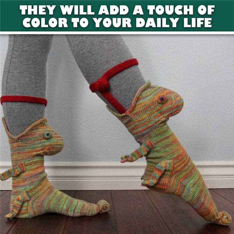 Christmas Novelty Animal Knit Crocodile Chameleon Fish Shark Socks