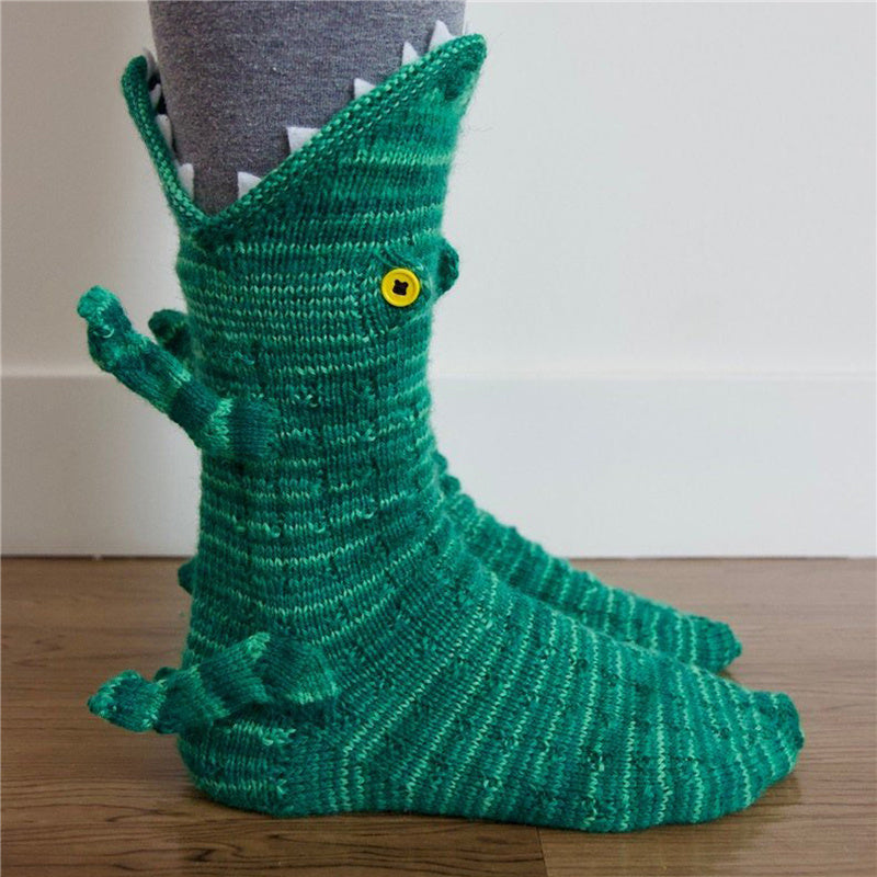 Christmas Novelty Animal Knit Crocodile Chameleon Fish Shark Socks