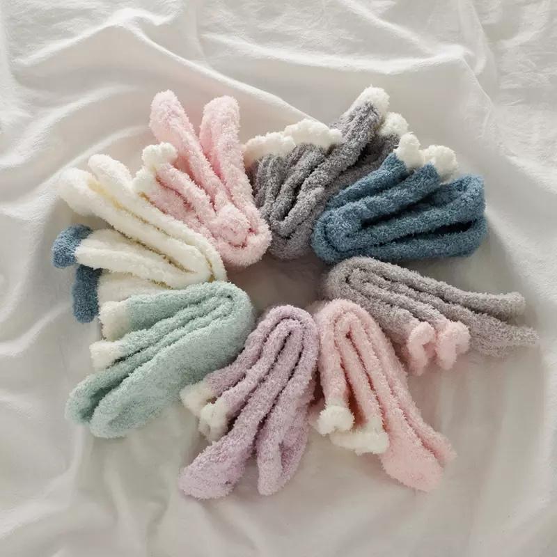 4 Pairs Women Fluffy Slipper Socks Warm Soft Cozy Sleeping Coral Fleece Fuzzy Socks