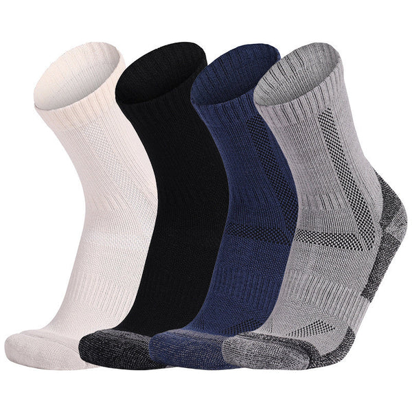 Merino Wool Socks, Mid-Calf Length, Skiing Warm Thick Comfort, Professional Sports Socks, Solid Color, Machine Washable, Nylon Knit with Hook & Wool Fabric, Nylon Blend, Men's Fitness Apparel