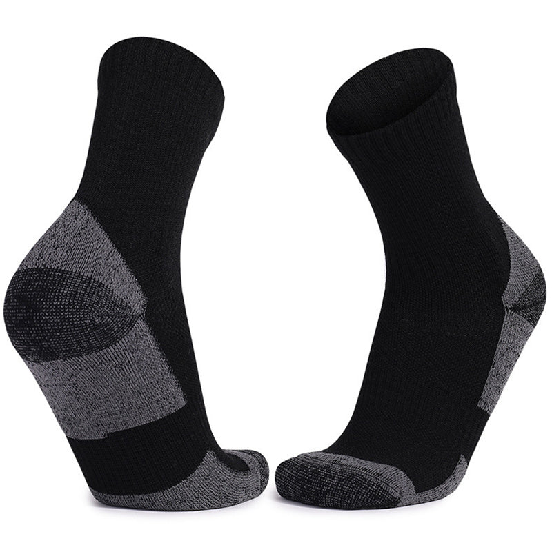 Merino Wool Socks, Mid-Calf Length, Skiing Warm Thick Comfort, Professional Sports Socks, Solid Color, Machine Washable, Nylon Knit with Hook & Wool Fabric, Nylon Blend, Men's Fitness Apparel