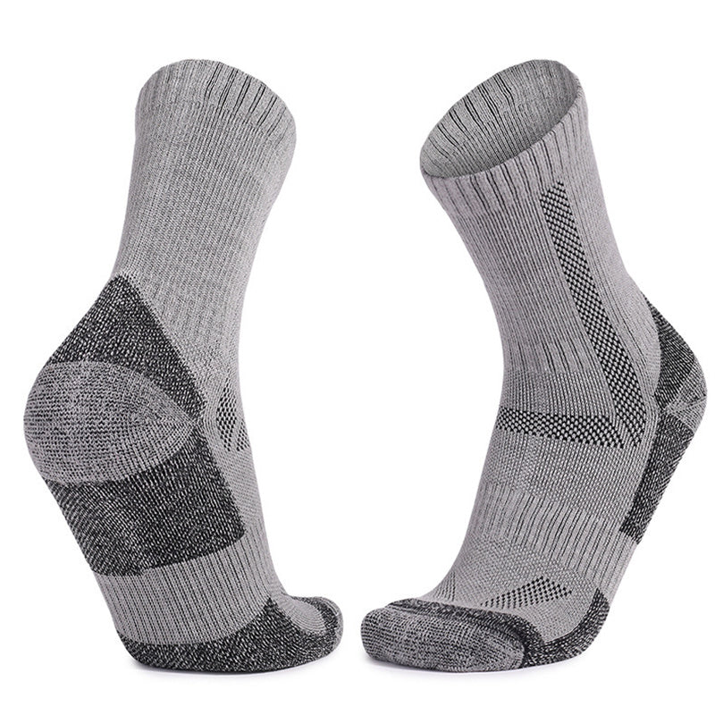 Merino Wool Socks, Mid-Calf Length, Skiing Warm Thick Comfort, Professional Sports Socks, Solid Color, Machine Washable, Nylon Knit with Hook & Wool Fabric, Nylon Blend, Men's Fitness Apparel