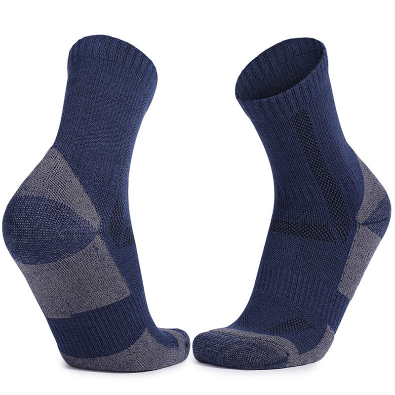 Merino Wool Socks, Mid-Calf Length, Skiing Warm Thick Comfort, Professional Sports Socks, Solid Color, Machine Washable, Nylon Knit with Hook & Wool Fabric, Nylon Blend, Men's Fitness Apparel
