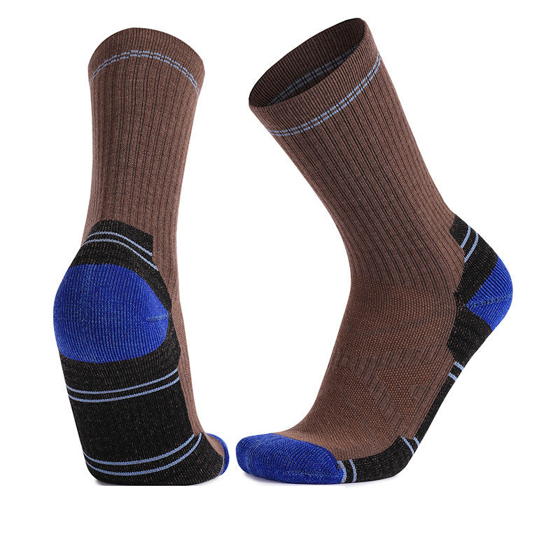 Merino Wool Socks, Mid-Calf Length, Skiing Warm Thick Comfort, Professional Sports Socks, Solid Color, Machine Washable, Nylon Knit with Hook & Wool Fabric, Nylon Blend, Men's Fitness Apparel