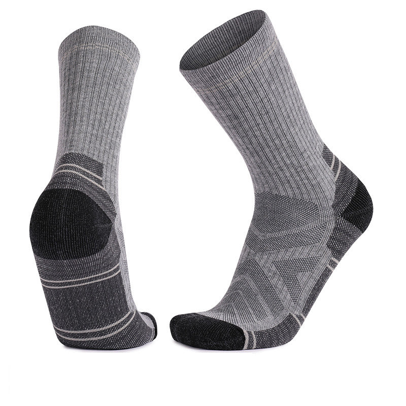 Merino Wool Socks, Mid-Calf Length, Skiing Warm Thick Comfort, Professional Sports Socks, Solid Color, Machine Washable, Nylon Knit with Hook & Wool Fabric, Nylon Blend, Men's Fitness Apparel