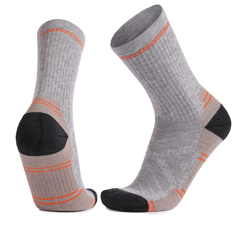 Merino Wool Socks, Mid-Calf Length, Skiing Warm Thick Comfort, Professional Sports Socks, Solid Color, Machine Washable, Nylon Knit with Hook & Wool Fabric, Nylon Blend, Men's Fitness Apparel
