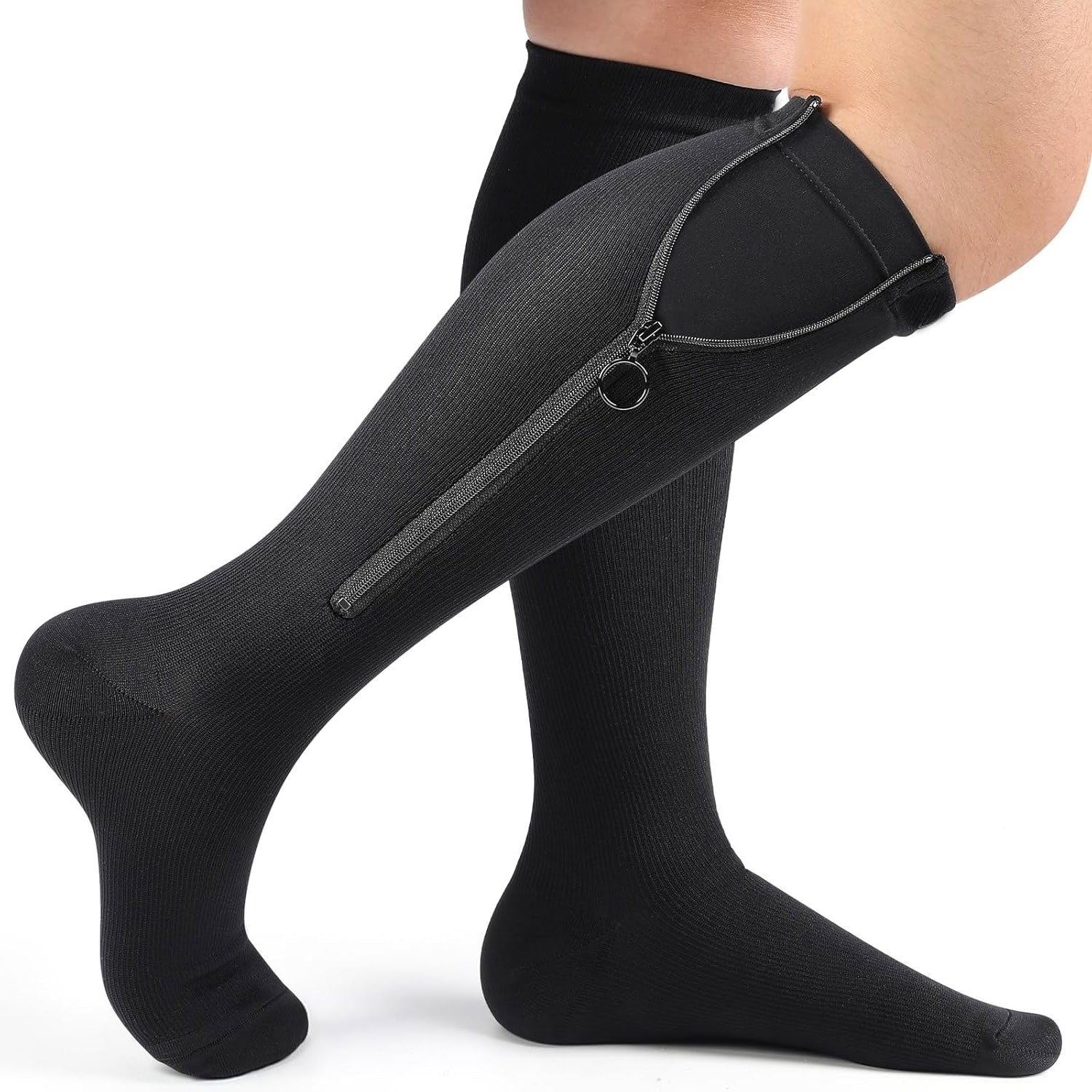 Zipper Compression Socks for Women Men with Inner Lining Easy On, Adju ...