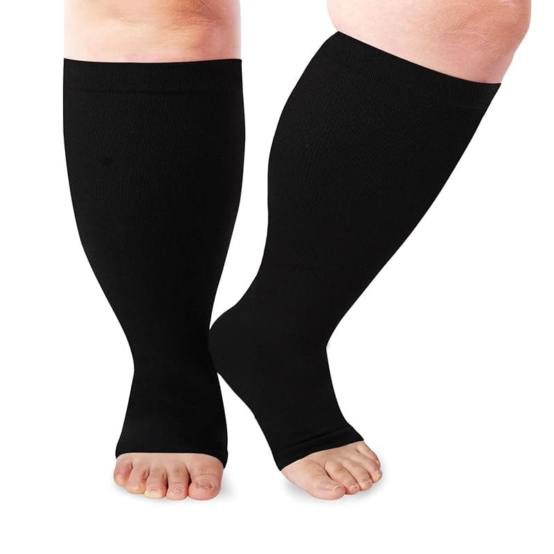 Plus Size Open Toe Compression Socks for Women & Men, 15-20 mmhg Toele ...