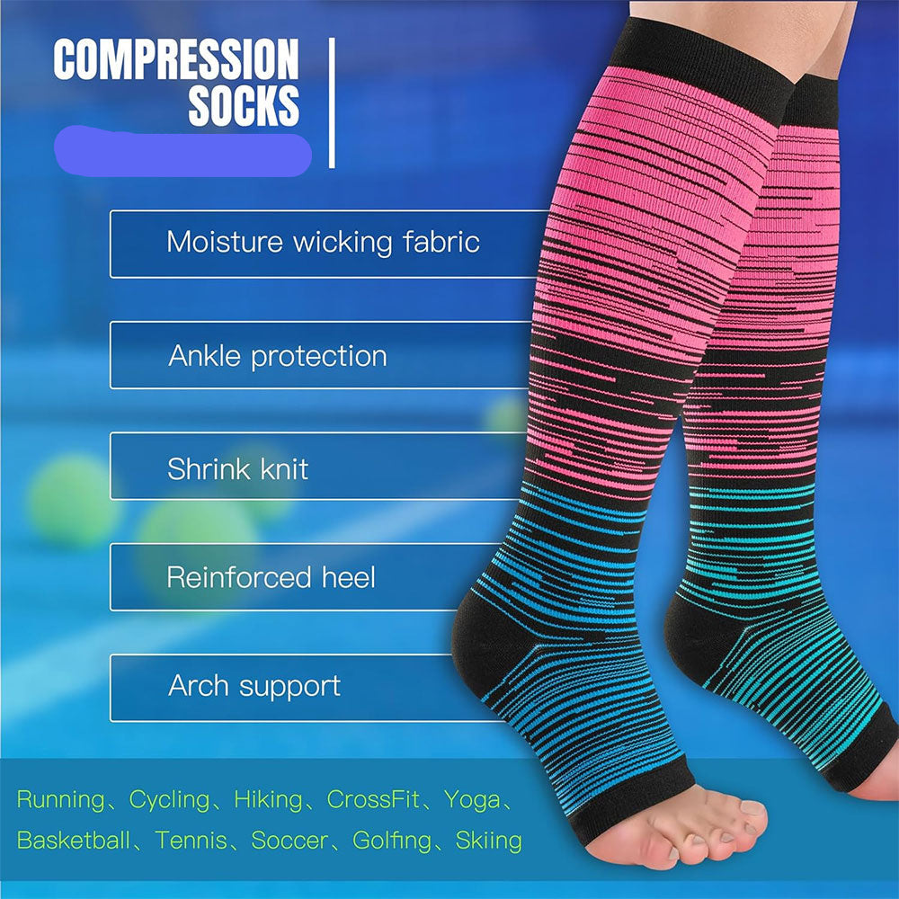 Open Toe Plus Size Compression Socks - Wide Calf Graduated Compression ...