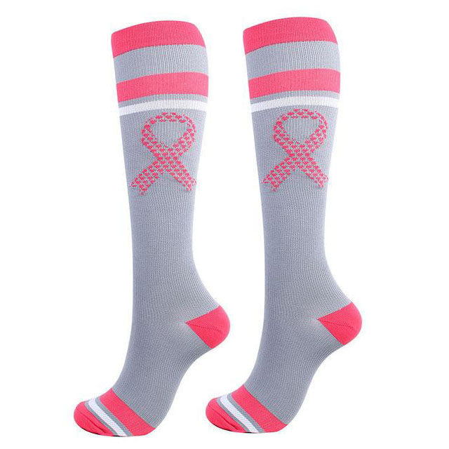 Women Pink Compression Socks Knee-High Graduated Stocking for Travel Flight Outdoor Hiking
