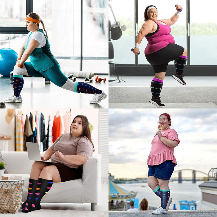 3 Pairs Plus Size Compression Socks for Wide Calf Men & Women – 20–30 mmHg Graduated Support for Circulation & Comfort