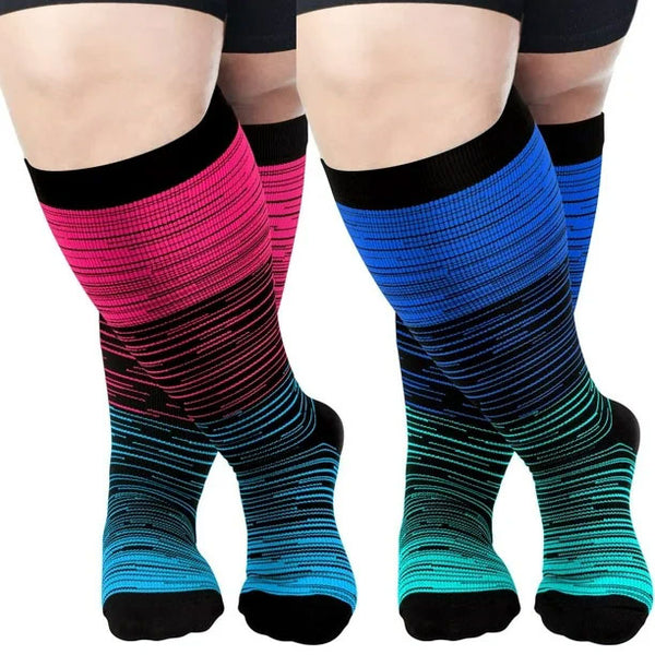 3 Pairs Plus Size Compression Socks for Men & Women, Wide Calf Knee High Support Socks for Running, Travel & Nursing