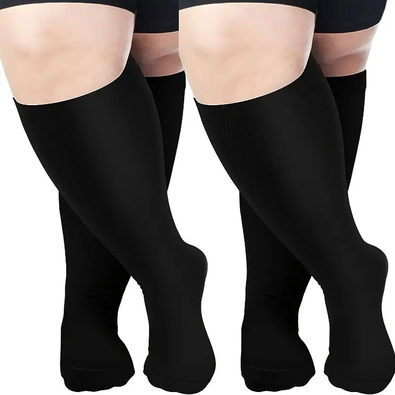 3 Pairs Wide Calf Compression Socks – Plus Size Knee High Support for Men & Women