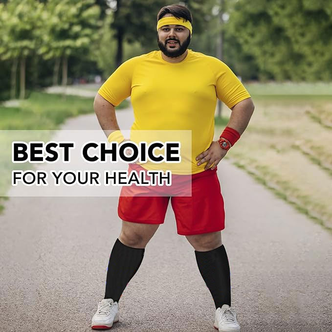 3 Pairs Wide Calf Compression Socks – Plus Size Knee High Support for Men & Women