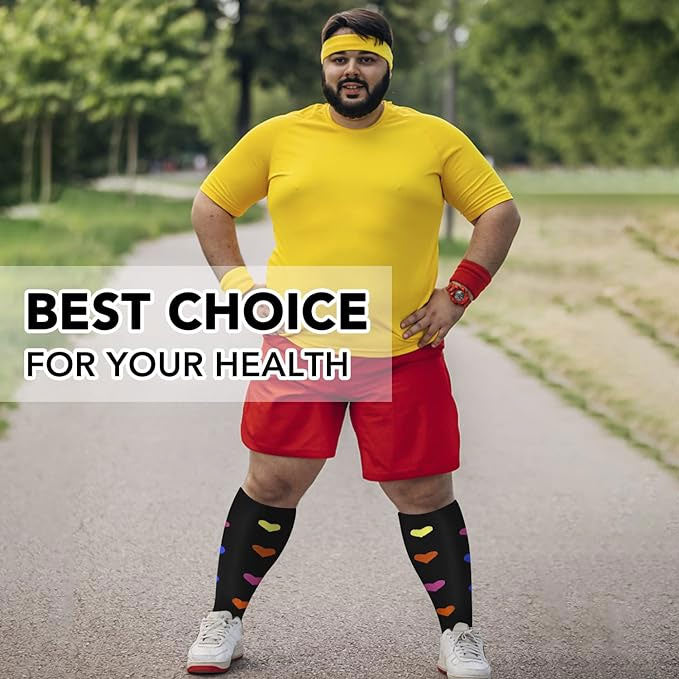 3 Pairs Plus Size Compression Socks for Wide Calf Men & Women – 20–30 mmHg Graduated Support for Circulation & Comfort