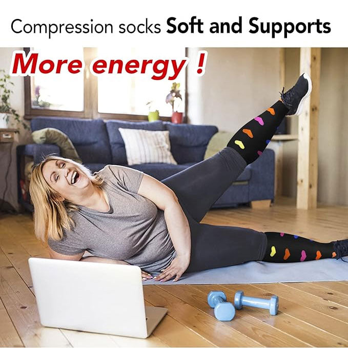 3 Pairs Plus Size Compression Socks for Wide Calf Men & Women – 20–30 mmHg Graduated Support for Circulation & Comfort