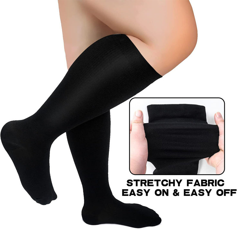 3 Pairs Wide Calf Compression Socks – Plus Size Knee High Support for Men & Women