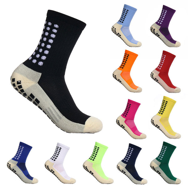 Men's Mid-Calf Athletic&nbsp;Training Socks Anti-Slip Grip Breathable Moisture-Wicking Reinforced Heel Toe Sports Socks Multi-Color Pack Football Running Outdoor