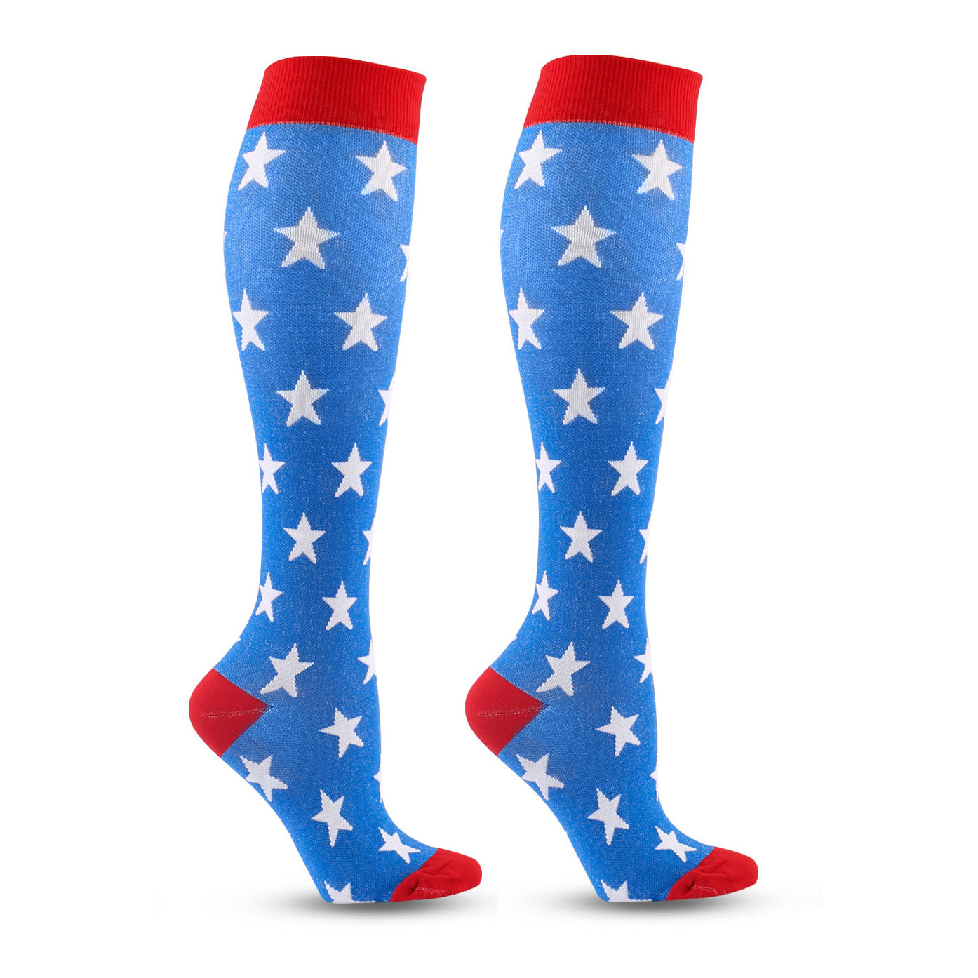 3 Pairs Knee High Compression Socks for Women & Men – US Flag Pattern Sports Stockings for Nursing, Running & Fitness