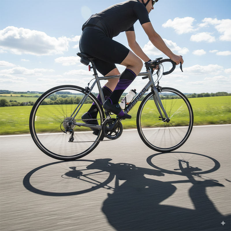 Cycling Compression Socks Knee-High Graduated Support for Sports Athletic Running